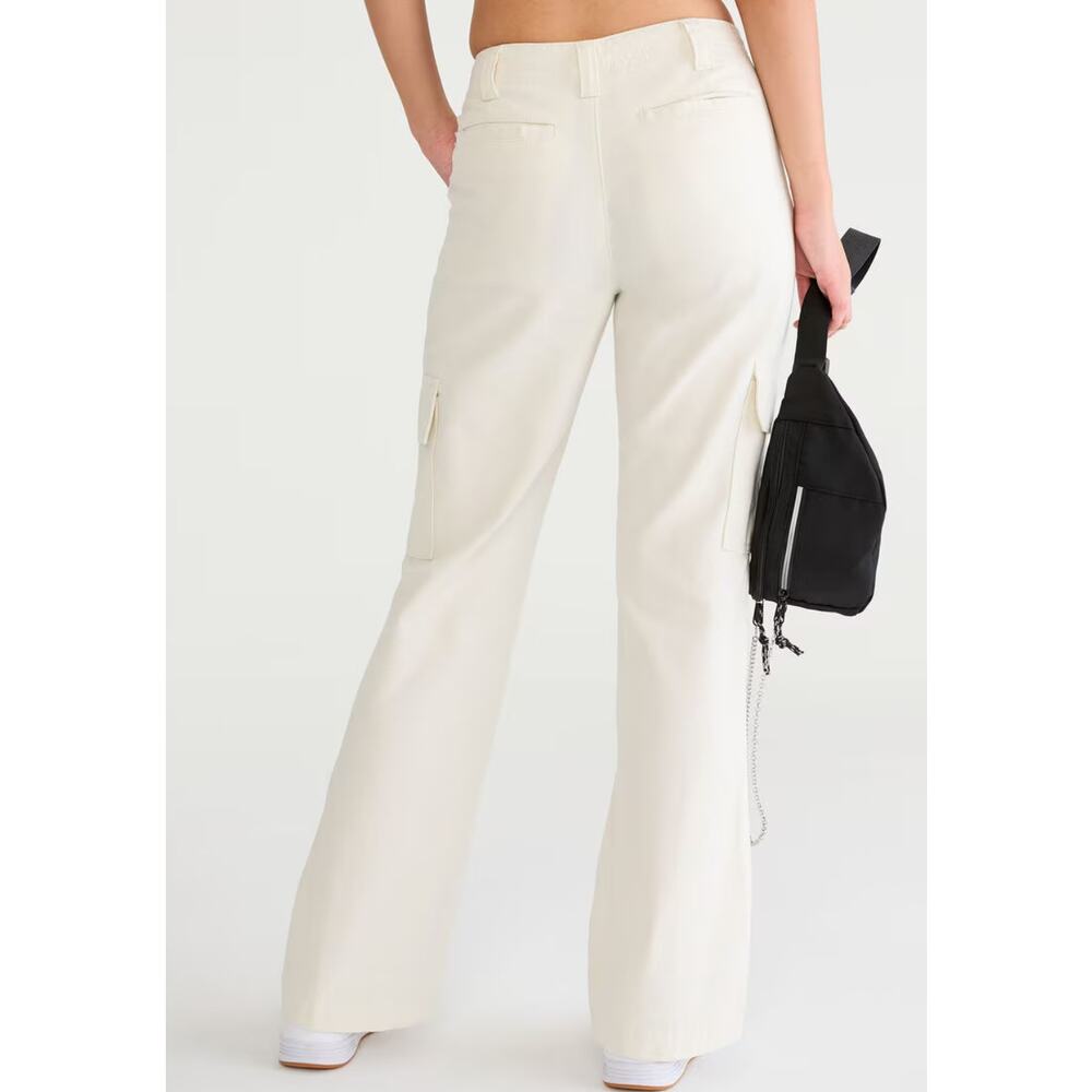 Aeropostale Low-Rise Flare Utility Cargo Pants Off White Size 4 Y2K 90s 2000s - Picture 3 of 12